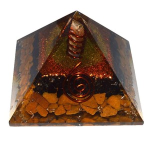 Pyramide de Tourmaline noire, jaspe Orgone, avec pointe de cristal, vente groupée, vente en gros - Product Image 1