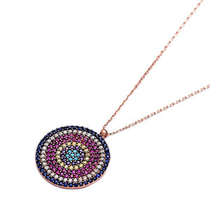 Collier à breloques de style rond coloré en gros bijoux en argent sterling 925 faits à la main - Product Image 2