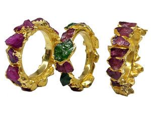 Bague Gemvanity SR498 en argent sterling 925 plaqué or, personnalisée, faite à la main, unisexe, pour un usage quotidien, sertie de rubis, par un tiers - Product Image 4