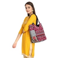 Sac fourre-tout en coton pour femme, motif géométrique, fermeture éclair, haute qualité, impression OEM personnalisée, prix économique, tendance