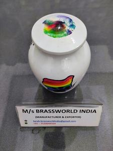 Urna de pata de Mascota de aluminio de estilo americano pintada a mano en colores del arco iris para suministros funerarios de cremación de mascotas adultas - Product Image 2