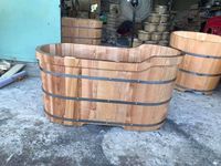 Baignoire en bambou de grande qualité, vente en gros, baril en bois à installation encastrée, design traditionnel pour massage et usage en salle de bain
