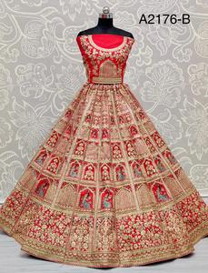 Robe de fête longue en soie, motif Lehenga Choli/ethnique pour femmes, vêtement de femme, inde et pakistan, broderie soyeuse lourde - Product Image 5