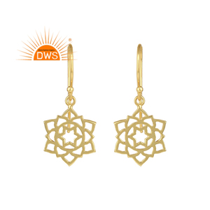 Pendientes con Amuleto del Chakra Anahata, Chapados en Oro de 18k, Joyería de Plata al por Mayor, Pendientes Hechos a Mano en Plata de Ley - Product Image 1
