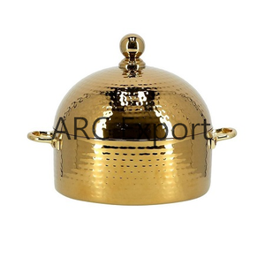 Cazuelas Árabes de Metal Dorado de Diseño, Decoración Hecha a Mano en Venta - Product Image 1