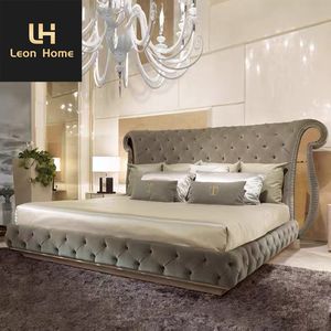 Cama Matrimonial Super <span class=keywords><strong>Queen</strong></span> Size, Muebles de Dormitorio de Diseño Italiano de Última Generación, Cama de Lujo para Villa con Cabecera Tapizada en Cuero - Product Image 3