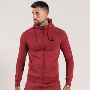 Ropa de gimnasio ajustada para hombre de Color Cardinal Sudadera con capucha deportiva de lana de punto con cremallera delgada al por mayor personalizada PayPal aceptado lavado - Product Image 4