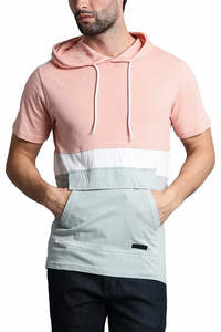 Logotipo personalizado Gimnasio Fitness Deportes Sudaderas con capucha Hombres Bloque de color Cordón Sudadera con capucha de manga larga Estampado de moda Regular Sudadera con capucha de manga corta - Product Image 2