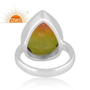 Diseñador hecho a mano plata de ley fina Natural Bio Petro turmalina doblete cuarzo piedra preciosa anillo apilable fabricante de joyas - Product Image 4