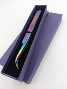 แหนบต่อขนตาพลาสม่าสีรุ้งโค้งสแตนเลสพร้อมโลโก้ตามสั่งดีไซน์ใหม่ - Product Image 4