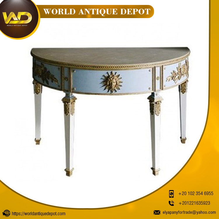 100% Best Quality Handcrafted Half Round Antique Style Co<i></i>nsole Table
