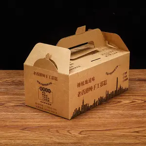 점심 패스트 푸드 컨테이너 프라이드 치킨 박스 감자 튀김 크래프트 종이 휴대용 친환경 테이크 아웃 식품 상자 포장