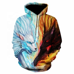 Sudadera con Capucha para Hombre, Invierno, Forro Polar Grueso, Manga Larga, Diseño 3D, Impresión por Transferencia de Calor, Ecológica, 370g, Color Neón, Estampado Gráfico de Animales - Product Image 3