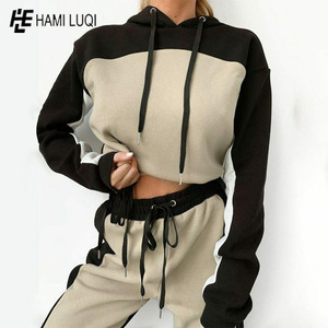 Ensemble deux pièces pour femmes, pull-over, sweat à capuche, manches longues, survêtement avec poches, pantalon de sport décontracté - Product Image 3