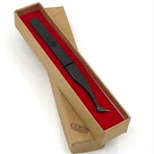 แหนบสำหรับต่อขนตาปลอมอุปกรณ์เสริมความงามสเเตนเลสสีดำปรับแต่งโลโก้ได้ตามต้องการ - Product Image 1