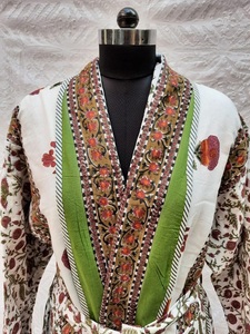 Wholesale Cotton Block Printing Fabric Kimono With Belt <b>Tie</b> Waist & Reversible Bathrobe Sleepwear Lounge Robe Women Clothing - Product Image 3