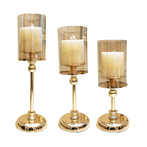 Porte-bougie en aluminium couleur or avec décoration de qualité supérieure Porte-bougie pour mariage, restaurant et hôtel - Product Image 5