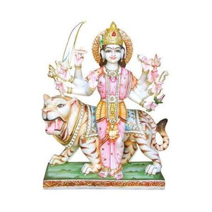 Statue de la déesse porte-bonheur indienne, accessoire de vénération, figurine avec Lion - Product Image 1