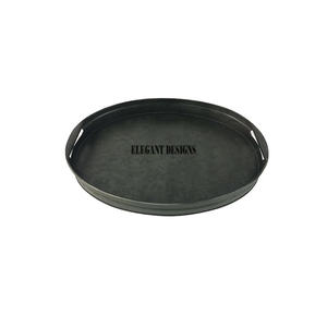 Mejor diseñador hecho a mano forma redonda plato de servir de metal galvanizado conjunto de dos platos bandeja de servir para uso doméstico al por mayor - Product Image 5