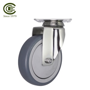 5 Inch Không Gỉ Dolly Cao Su Xe Đẩy Caster Xoay Bánh Xe Heavy Duty - Product Image 2