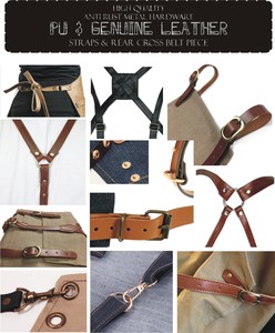 Delantales de algodón para peluquería de chef, correa de hombro ajustable reforzada, lienzo, diseño de logotipo personalizado, múltiples bolsillos - Product Image 6