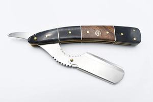 Rasoir de barbier professionnel pliable en acier inoxydable avec manche en bois, rasoir de sécurité manuel à lame unique pour un rasage précis du visage et des poils. - Product Image 4