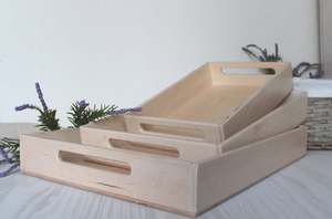 Plateau de service en bois rectangulaire moderne Taille personnalisée Style solide Maison Cuisine Service de nourriture Ustensiles de cuisine en cuir Nacre - Product Image 3