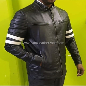 Chaqueta de cuero de motorista formal para hombre Precio al por mayor barato Tipo de cuero de vaca de piel de vaca - Product Image 1