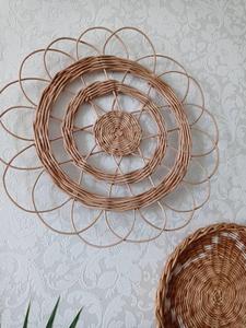 Ensemble de 2 assiettes murales en rotin tissé à la main, décor suspendu, assiettes en osier, décoration murale - Product Image 4