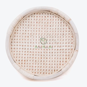 Plateau de service en rotin blanc écologique de style classique plateau décoratif en bambou en bois de jonc de mer pour un usage domestique - Product Image 6