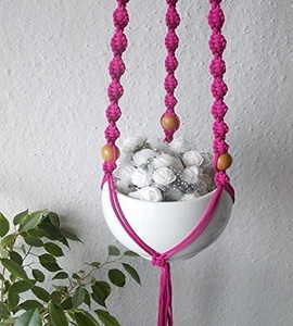 Porte-plante suspendu en coton fait à la main avec 4 pieds Home Garden Office Decor - Product Image 6