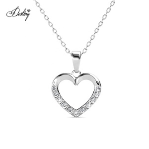 Collana Daisini con Ciondolo a Cuore Piccolo, Decorata con Cristalli <span class=keywords><strong>Swarovski</strong></span>, Gioiello Ipoallergenico per <span class=keywords><strong>Donne</strong></span> - Product Image 5