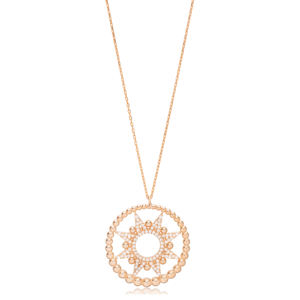 Soleil et forme ronde Zircon pierre charme collier turc fait à la main en gros 925 bijoux en argent Sterling - Product Image 6