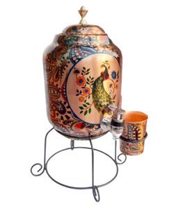 Distributeur d'eau en cuivre imprimé de conception unique supérieure avec ensemble de verres Fabricant et exportateur en gros à bas prix - Product Image 4