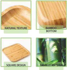 Bandeja para servir de bambú de madera cuadrada artesanal de Calvin, bandeja para servir de madera, bandeja para desayuno y café - Product Image 4