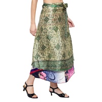 Falda Larga Cruzada Reversible de Poliéster Vintage con Estampado Floral Bohemio para Mujer