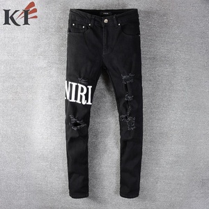 Vaqueros de mezclilla para hombre con dobladillo lavado, índigo de alta calidad, precio mayorista para pequeñas cantidades, estilo avant-garde-hip-hop, streetwear elástico - Product Image 5