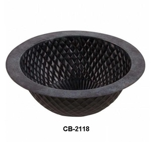 Lavabo de baño circular de cobre con mosaico negro de diseñador - Product Image 1