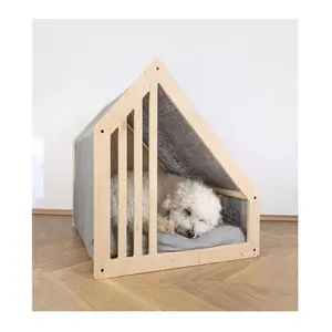 Überlegene Qualität Mittelgroße Indoor-Hundehütte Kunden spezifische Form Massivholz-Hundehütte zu einem erschwing lichen Preis