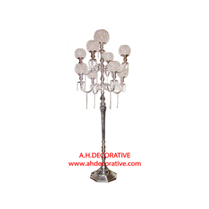 Candélabre en métal plaqué argent bougeoir à 5 bras pour les décorations de sol de mariage élégant candélabre décoratif fait à la main en argent - Product Image 6