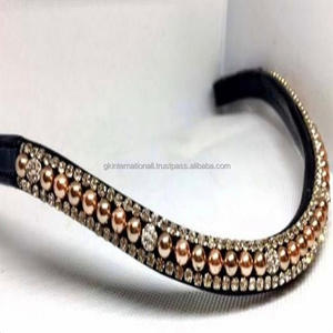 Bandeau de sourcils de cheval en cuir, pierre précieuse élégante, topaze transparente, opale, chaîne en métal décorative, pour bride - Product Image 3