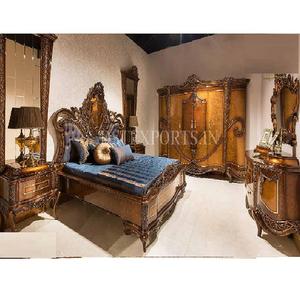 Meubles de chambre à coucher avec finition brillante, 30 pièces, ensemble de meuble royale et de cerise foncé, style américain et King Size - Product Image 1