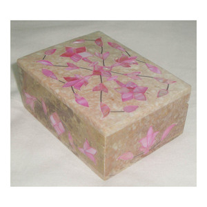 Rectangulaire En Pierre Ollaire Rose Sea Shell Boîte à Bijoux - Product Image 1