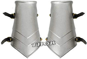 Latón medieval/acabado plateado tira de cuero diseño de acero protectores de brazo disfraz Halloween artesanía de Metal producto - Product Image 3