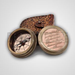 <b>Antique</b> Marine Poem <b>Compass</b> Pocket <b>Compass</b> with Leather Case Vintage Nautical Decorative Collectible Gift for Camping Graduation - Product Image 4