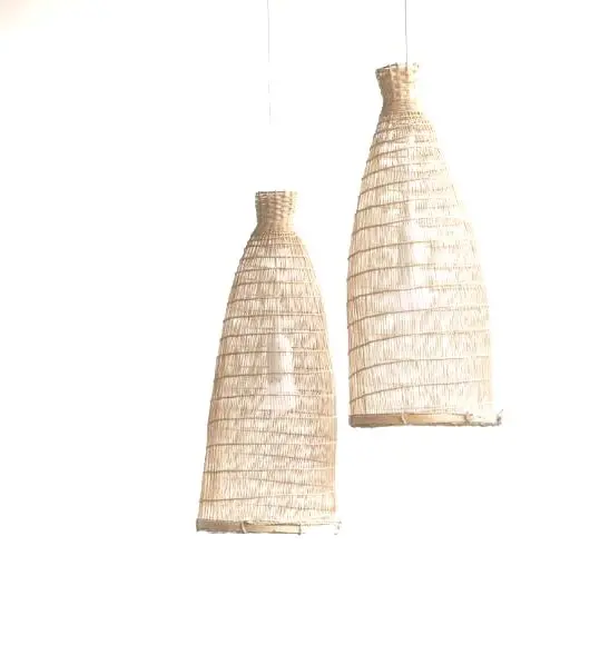 The striking rattan lampshades are skilfully handwoven from rattan in VietNam