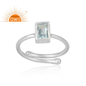 Bague élégante en topaze bleue naturelle pour femmes, bijou en pierre précieuse, nouvelle collection, 925 - Product Image 2
