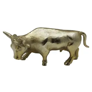 Estatueta bull de alumínio para decoração, presente & artesanato, cor dourada, escultura americana, artesanal, de níquel, para mesa