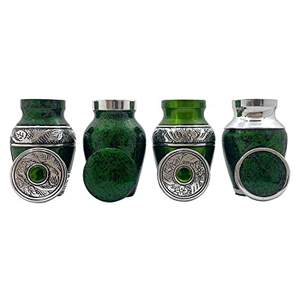 Leaf Print Green Color Enamel Finished Beautifully Hand Crafted <b>Mini</b> Keepsake Funeral <b>Urn</b> <b>for</b> Human <b>Ashes</b> Funeral Supplies - Product Image 4
