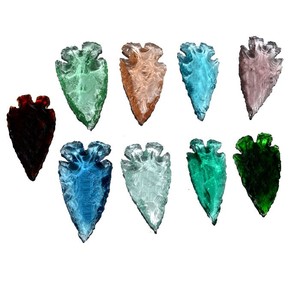 3 puntas de flecha de corte de vidrio de colores elaboradas de forma única | Vidrio colorido 3 puntas de flecha cortadas mayorista puntas de flecha de ágata India curativas - Product Image 1